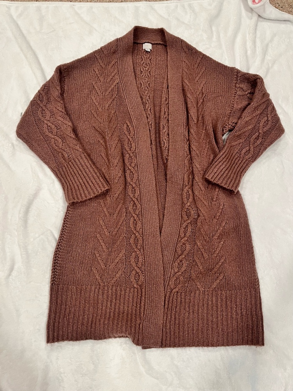 A New Day | Mauve Cable Knit Open Front Cardigan - Medium